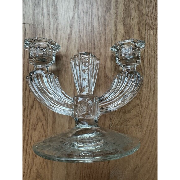 Tiffin Glass Double Candlestick Candelabra Art Deco Like In Vampires Diaries‎ - Picture 1 of 6